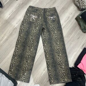 Leopard Print Wide-Leg Pants